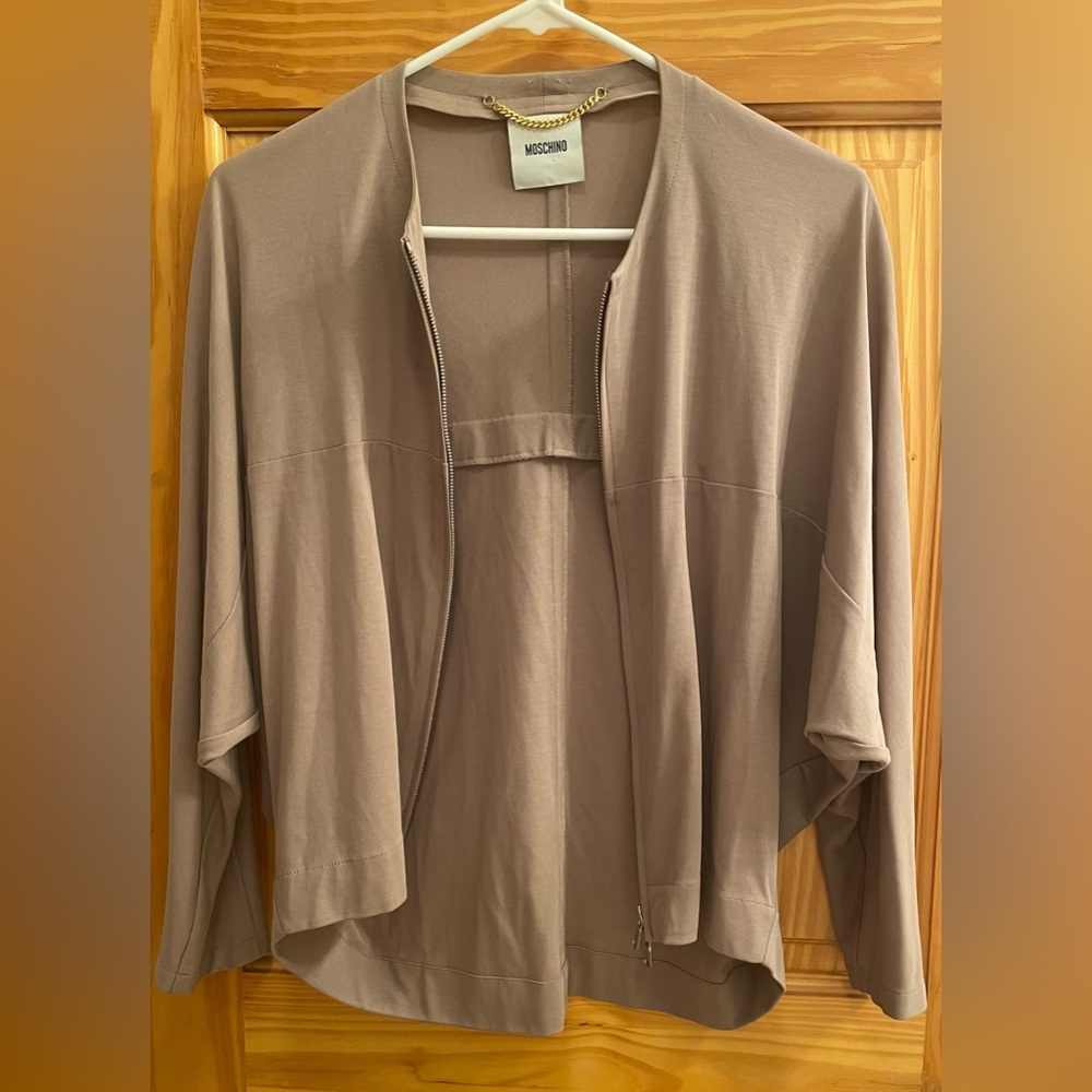 $600 Moschino Coffee-Color Zippered Jacket. Made in Italy. Over $600 new!